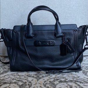COACH matte black satchel